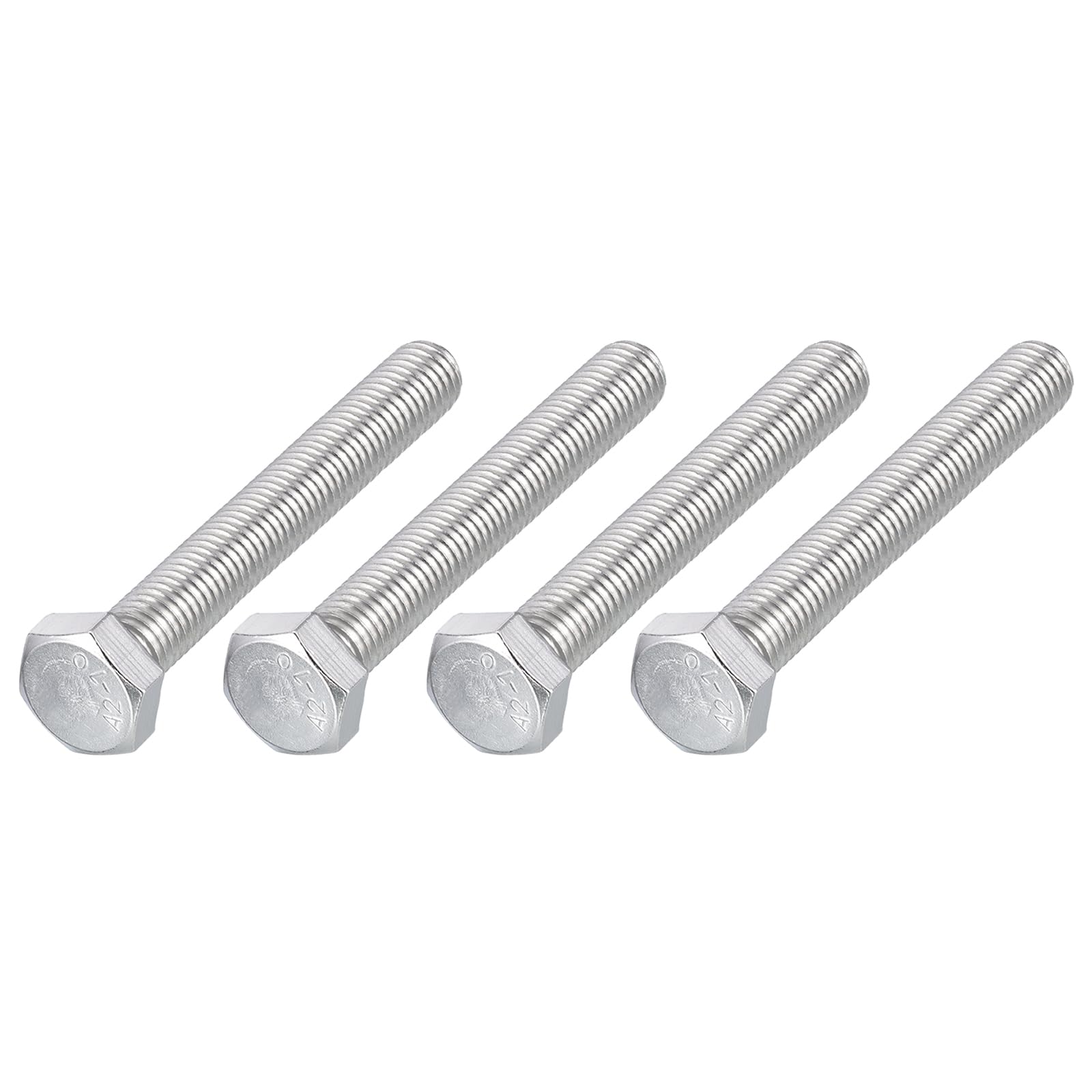 METALLIXITY Hex Bolts (M12-1.75x90mm) 4Pcs, 304 Stainless Steel Coarse Fully Threaded Hex Head Screw Bolt Machine Screws - for Furniture Repair, Silver