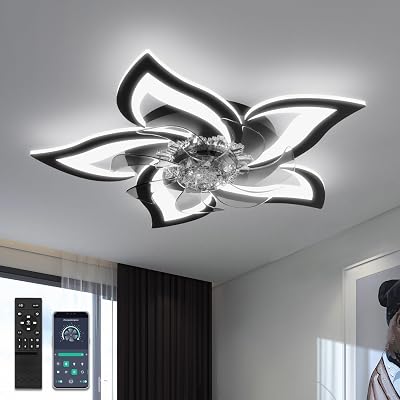 YUNLONG Ceiling Fan with Lights Remote Reversible DC Motor 6 Speeds Dim m