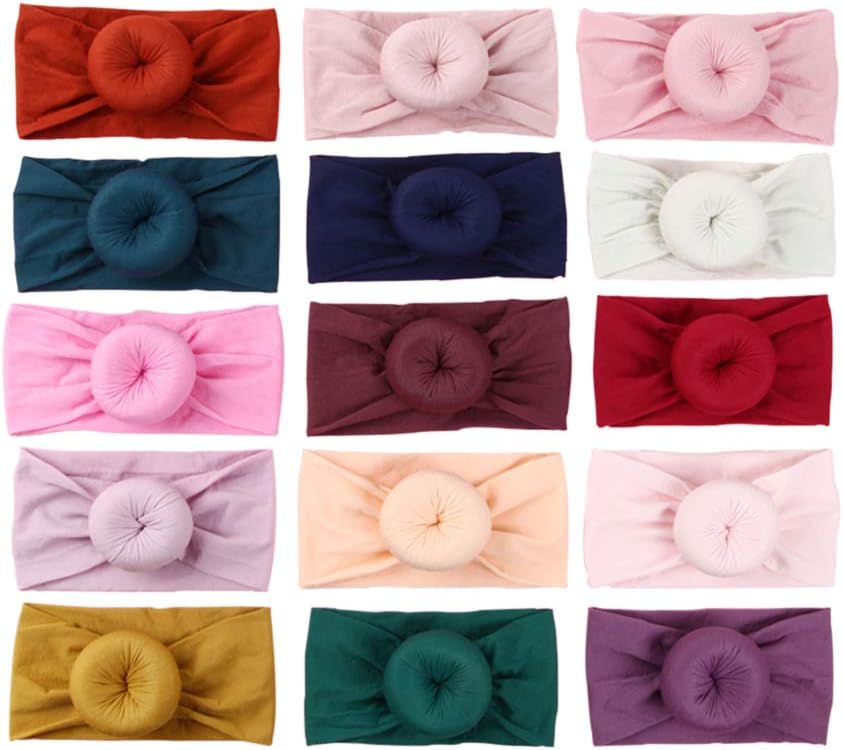 Nylon Topknot Headband Round Bun Head Wrap Soft Turban for Baby Pack of 12pcs