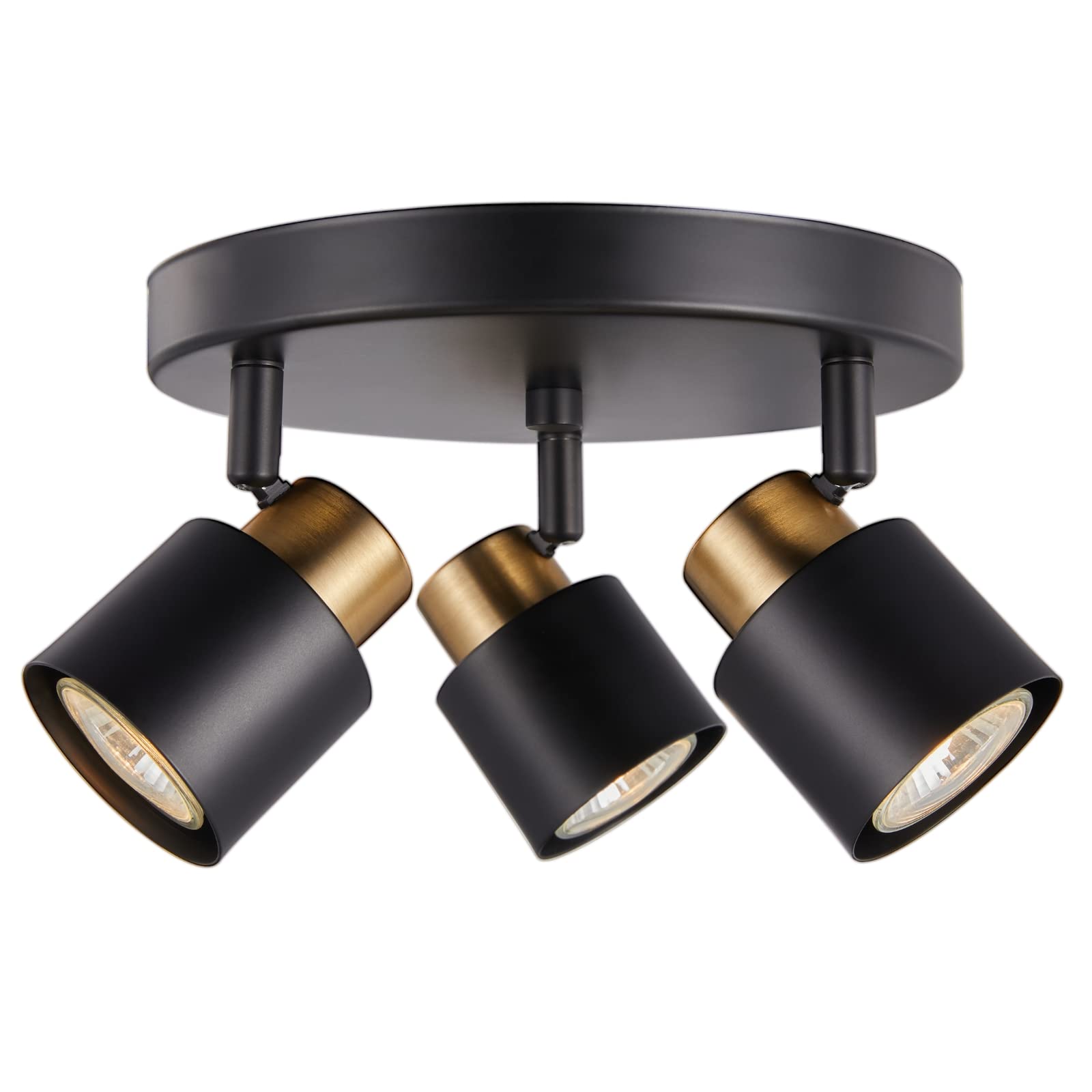 Photo 1 of CRAFTRONOS 3 Light Track Lighting Kit, Matt Black Brass Finish Canopy with Moden Flush Mount Ceiling Spotlight for Kitchen,Dining,Living Room,Home Improvement