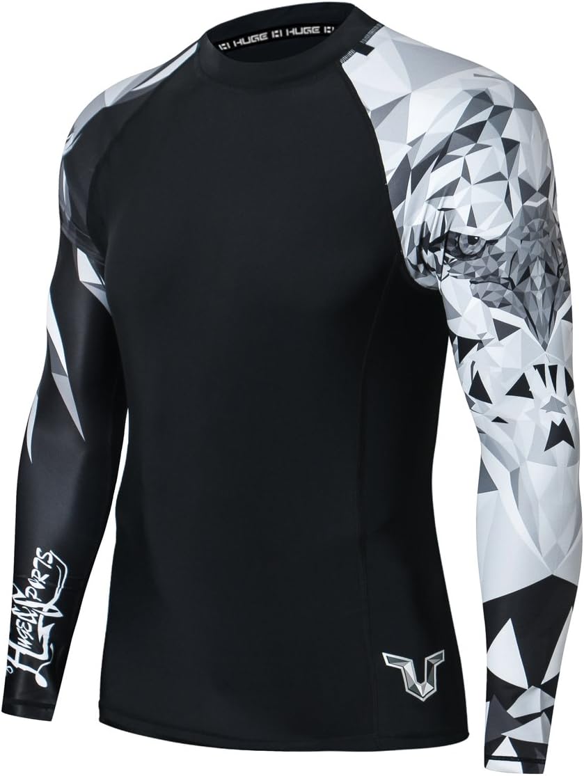 Men's Swim Shirts Long Sleeve UPF 50+ Rash Guard Sun Shirts UV Sun Protection