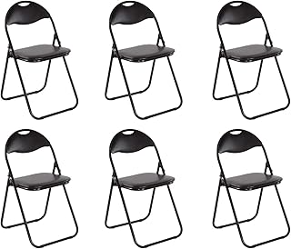Küchenstuhl 6er Set Klappstuhl Faltstuhl Gästestuhl Gartenstuhl Metall in schwarz gepolsterte Sitzfläche und Rückenlehne in schwarz