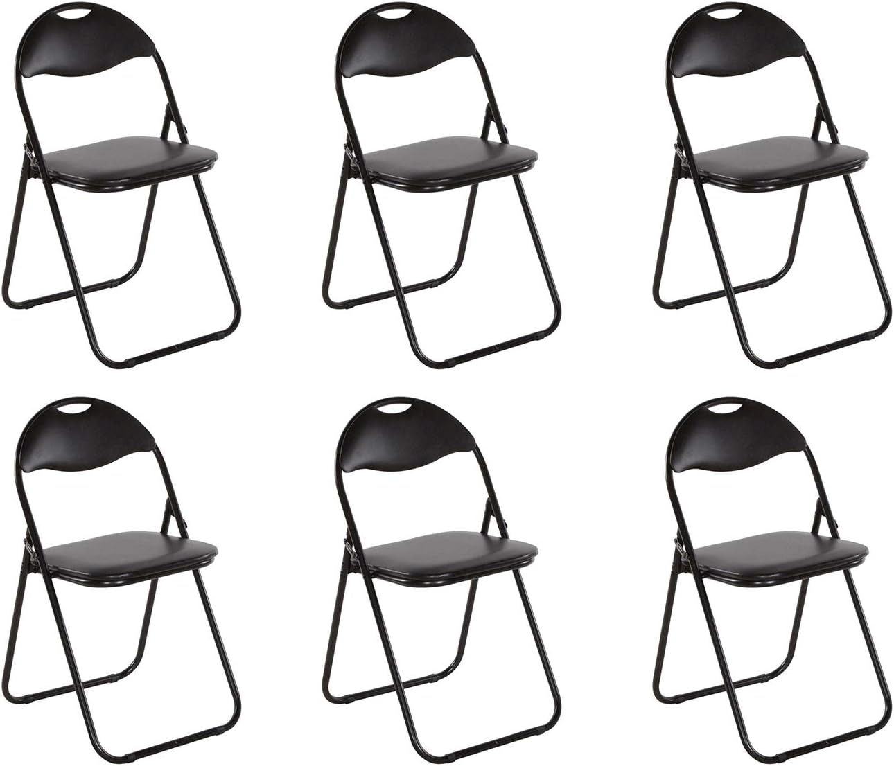 Küchenstuhl 6er Set Klappstuhl Faltstuhl Gästestuhl Gartenstuhl Metall in schwarz gepolsterte Sitzfläche und Rückenlehne in schwarz