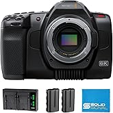 Blackmagic Design Pocket Cinema Camera 6K Pro (CINECAMPOCHDEF06P) &ndash; Bundle Includes Two (2) Additional NP-F570 Batteries, Dual Battery Charger, and SolidSignal Microfiber Cloth