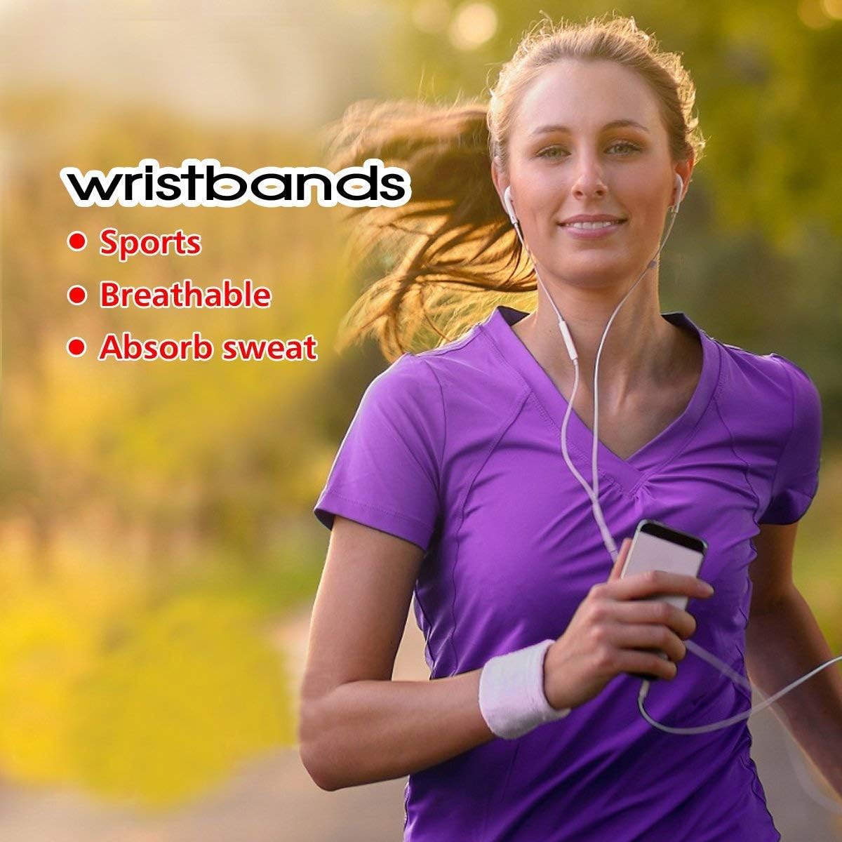 Payanwin 10 PC Sports Wristbands, Wrist Sweatbands for Men & Women, Stretchy & Sweat Absorbing Cotton Terry,Perfect for Basketball, Football, Tennis, Soccer, Running & Working Out (Black): Clothing
