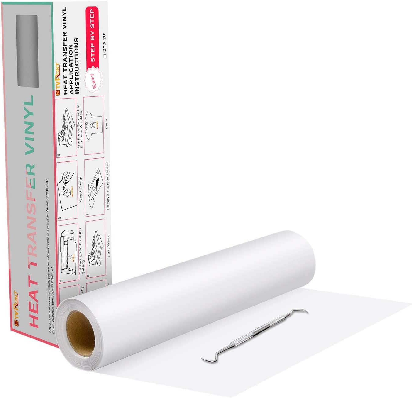 Heat Transfer Vinyl White HTV Rolls - 12" x 20ft White Iron on Vinyl for Cricut & Silhouette Cameo, White HTV Vinyl for Shirts - Easy to Cut & Weed for DIY Heat Vinyl Design: Arts, Crafts & Sewing