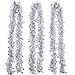 iPEGTOP 3 Pcs 6.5 Ft Christmas Tinsel Garland, Sparkle Holiday Party Ceiling Tree Decorations Star Moon Hanging Ornaments, Silver