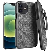 Designed for iPhone 12/12 Pro Case with Belt Clip Holster - Kickstand Cover Phone Case - Black