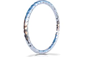 Sterling Silver Nose Piercing Ring – Piercing Jewellery 7mm 20G Thin Silver Hoop – Lightweight Seamless Nose Handmade Hammere