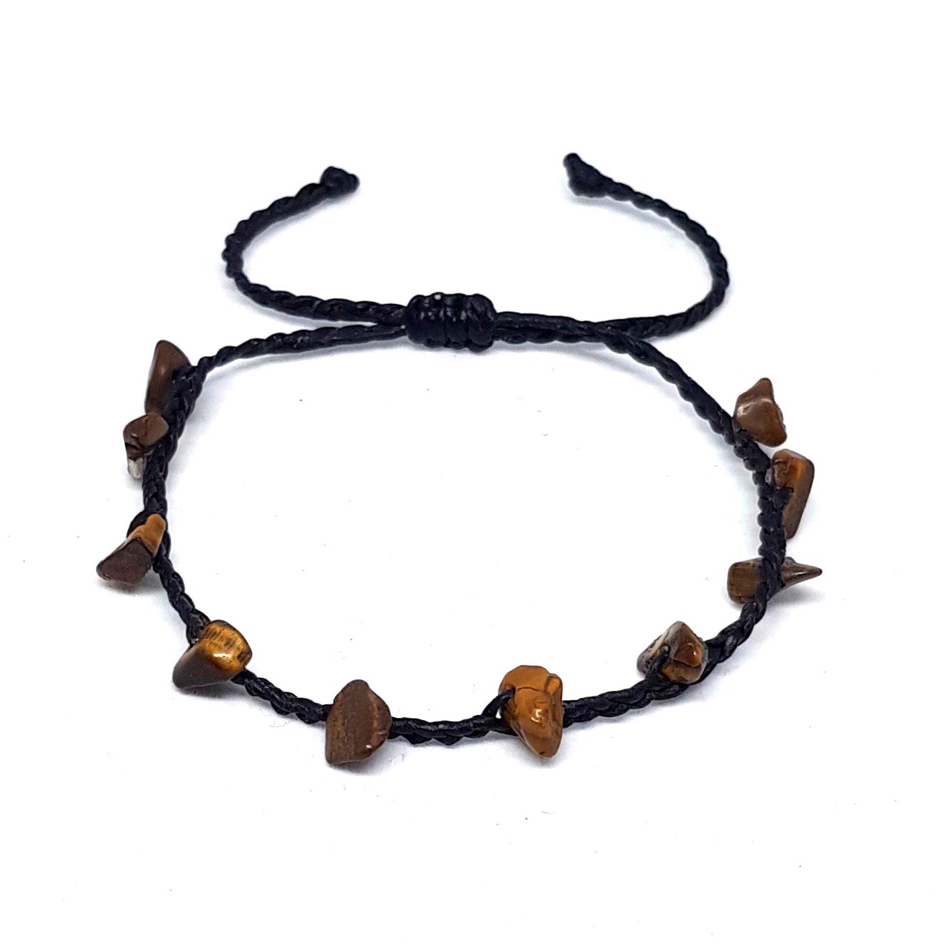 Origin Siam Handmade Gemstone Beaded Woven Bracelet | Bead Stone Healing Chakra Protection Energy Wristband | Adjustable Size Unisex for Men and Women (Tigers Eye Shard)