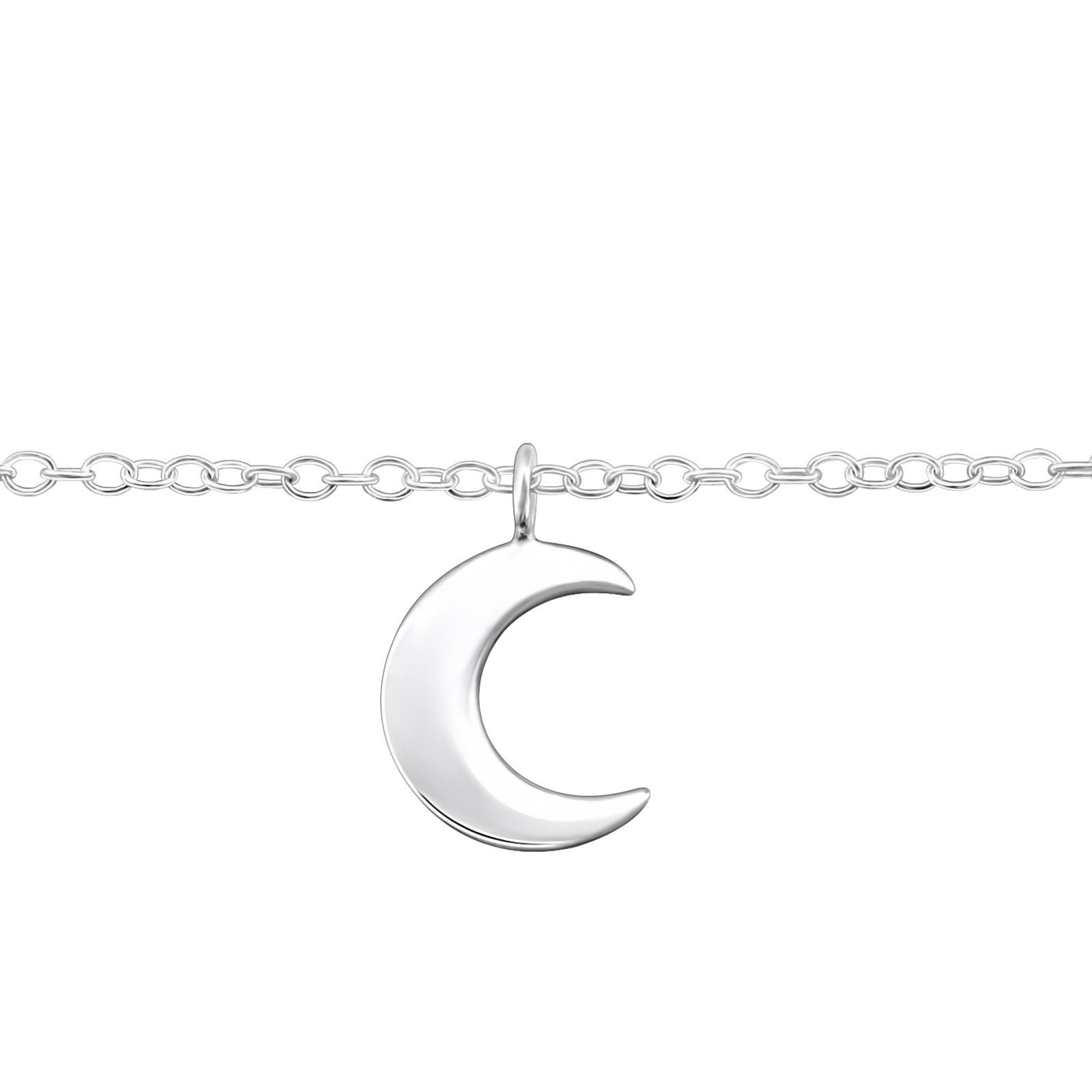 The Rose & Silver Company Women 925 Sterling Silver Moon Anklet 25cm / 9.8"