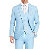 WEEN CHARM Men's 3-Piece Slim Fit Suit Set-2-Button Blazer,Vest & Pants-Formal Wedding,Prom,Party & Business Tuxedo