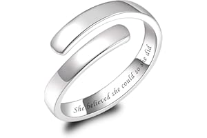 BEILIN 925 Sterling Silver Inspirational Jewelry Rings Adjustable Ring Personality Encouragement Gift for Teens Girls Women