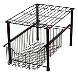 DecoBros Stackable Under Sink Cabinet Sliding Basket Organizer Drawer,Bronze