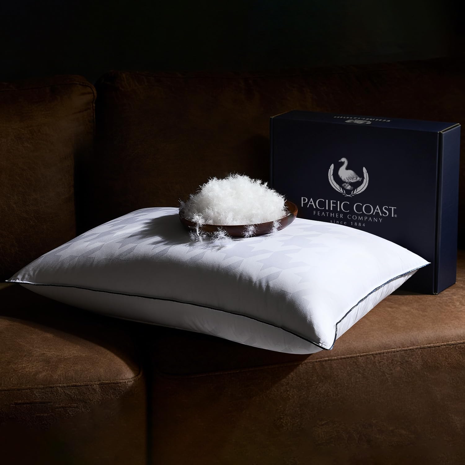 Photo 1 of Pacific Coast Bed Pillow, Luxury Hotel Collection White Goose Down Pillow for Sleeping, 650 Fill Power, 450 Thread Count 100% Cotton Jacquard Fabric, Luxury Plush Feel, Soft, Standard Size, 1 Pack