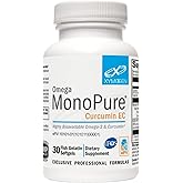 XYMOGEN Omega MonoPure Curcumin EC - Fish Oil with Enhanced DHA EPA Absorption + Turmeric Extract - Omega-3 Supplement for Cytokine Balance Support (30 Softgels)