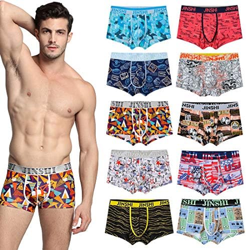 Jinshi Mens Trunk Underwear Sexy, Mens Boxer Briefs with Design Colorful