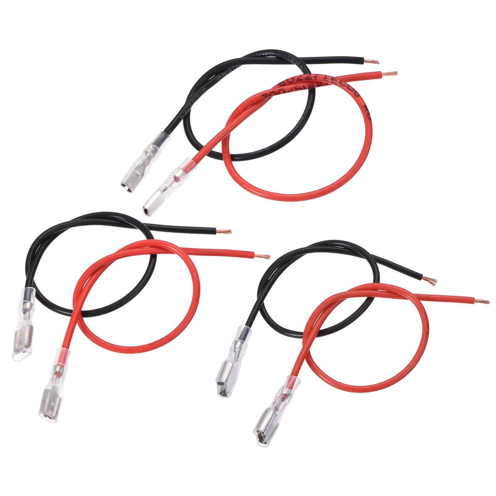 YOKIVE 30 Pcs Female Spade Crimp Terminal, Home Wire Connector with Insulating Sleeve Connect Cable Great for Kitchen,Office (Black&Red, 0.25&0.11&0.19-Inch)