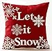 Andreannie Beige Ivory Shadow Various Beautiful Snowflakes Let It Snow in Red New Home Room Decorative Cotton Linen Throw Pillow Case Cushion Cover Square 18 X 18 Inches