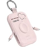 RORRY Portable Charger, 5000mAh Portable Charger Power Bank with Built-in Cables, Travel Keychain Battery Pack for Apple Watch Ultra/11/10/9/8/7/6/SE, iPhone Air/17/16/15/14/13/12, Mom-Pink