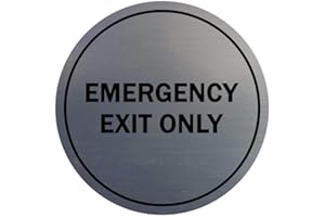 Signs ByLITA Circle Emergency Exit Only Sign (Brushed Silver) - Medium 1 Pack