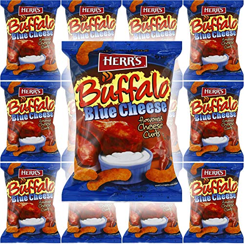 HERR'S Cheese Curls, 1oz Bag (Buffalo Blue Cheese Curls, 12-Pack)