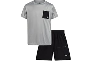 RBX Boys Athletic Shorts Set - 2 Piece Active Short Sleeve Shirt and Woven Performance Running Tech Shorts for Boys (4-12)