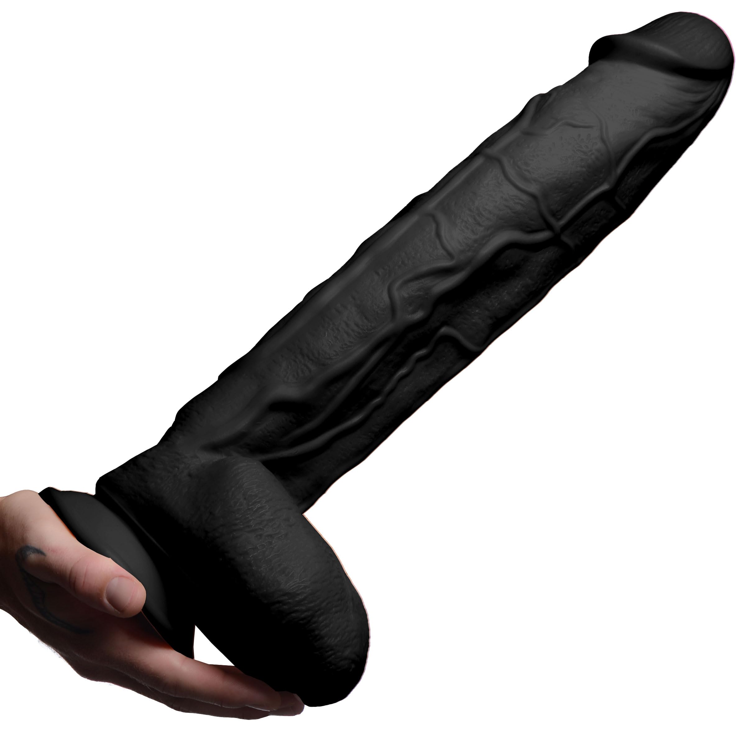 Raging Rhino 17 Inch Veiny Dildo - Black