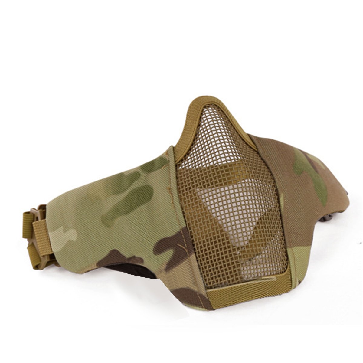 GES Tactical Foldable Half Face Mask - Outdoor Equipment Mask with Protective Mesh, Breathable for Airsoft, Paintball, CS - Adjustable Belt Strap