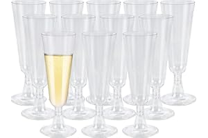 Disposable Plastic Champagne Flutes, 25 Pack 5oz Clear Mimosa Glasses, Shatterproof Cocktail Cups for Weddings, Parties, New 