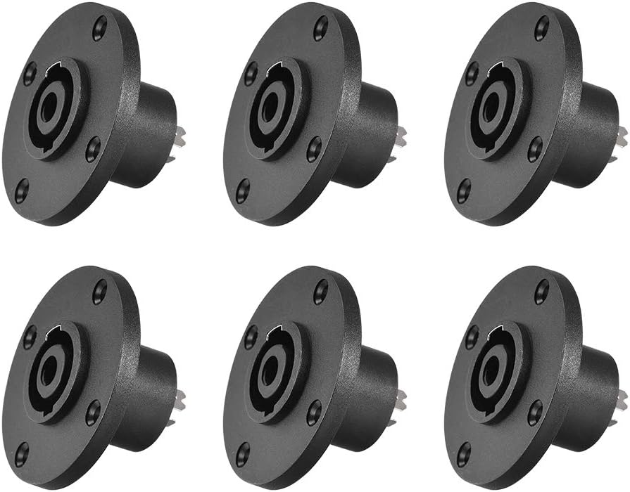 sourcing map 4-Pin Panel Mount Connector, Speaker Jack Twist Lock, Round Speaker Jack Plate with Metal Insert,6Pcs