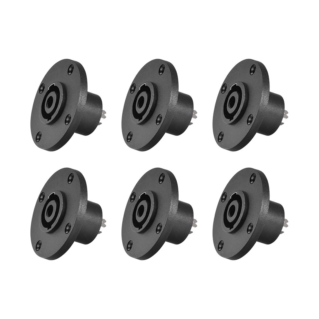 sourcing map 4-Pin Panel Mount Connector, Speaker Jack Twist Lock, Round Speaker Jack Plate with Metal Insert,6Pcs