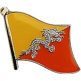 Bhutan Flag Die-struck Metal Lapel Pin with Butterfly Clasp