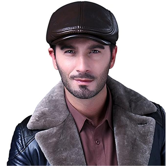 mens leather newsboy cap
