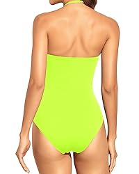 Holipick Women Neon Green One Piece Swimsuits Tummy