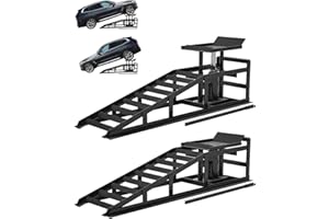 CURTAINBORO Hydraulic Car Ramps, 5T 11000lbs Low Profile Car Lift Service Ramps Truck Trailer Garage, 4-Position Adjustment, Lift Height 11.61-16.21 inches