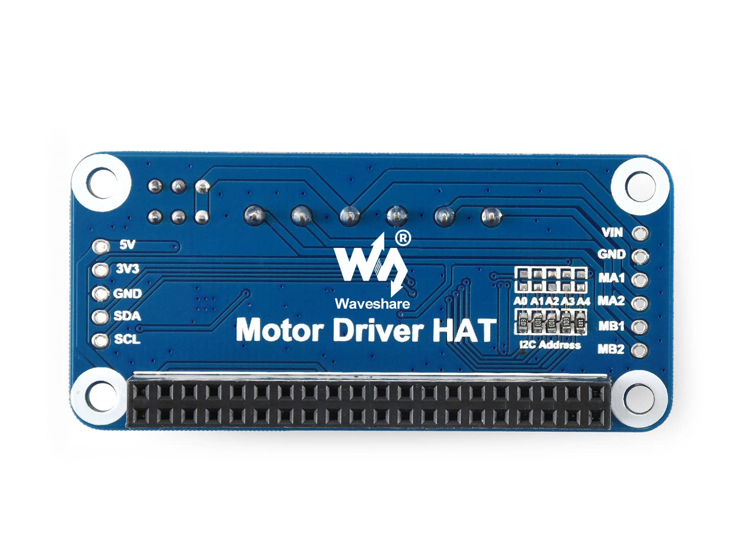 Waveshare Motor Driver HAT for Raspberry Pi Zero/Zero W/Zero WH/2B/3B/3B+ I2C Interface Drive Two DC Motors DIY Mobile Robots