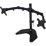 WALI Free Standing Dual LCD Monitor Desk Mount Fully Adjustable Fits Two Screens up to 27", 22 lbs per Arm Capacity, With Optional Grommet Base (WL-MF002)