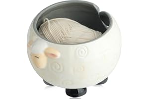 JOYIBAY Yarn Bowl for Crochet, Ceramic Sheep Yarn Bowl with Smooth Spiral Outlet for Tangle-Free Knitting, Lovely Sheep Crochet Yarn Holder for Needlecraft & Decoration