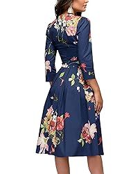 Simple Flavor Women's Floral Vintage Dress Elegant