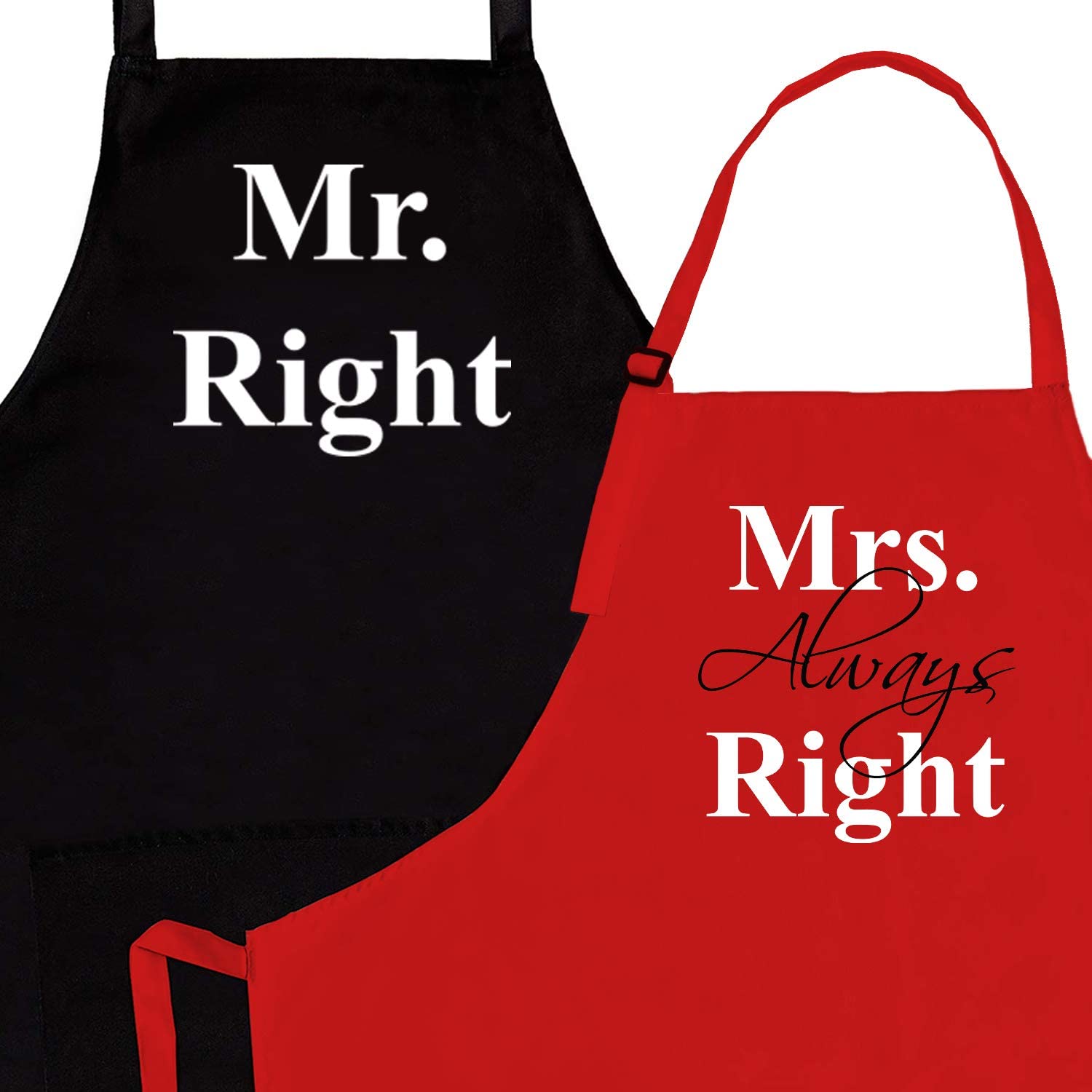 Prazoli His and Her Aprons - Mr & Mrs Right Couples Engagement & Wedding Gift, Cute Bridal Shower &, Housewarming Gift
