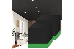 LooYee 24 PCS 24 x 24 Inch Black Drop Ceiling Tiles, 2 x 2FT PVC Smooth Ceiling Panels - Waterproof, Fire-Rated to Prevent Breakage - Cover 96 Sq.Ft