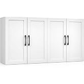 Cozivellia Wall Cabinet with Adjustable Shelves, Laundry Room Cabinet with 4 Doors, Kitchen Storage Cupboard Cabinet, Wall Mount Medicine Cabinet for Bathroom, Living Room, White