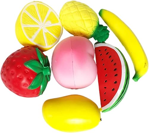Amazon Toymytoy 果物玩具握り玩具柔らかい触り感いい面白いおもちゃ装飾子供大人に適用 ランダム 7ピース スクイーズ おもちゃ