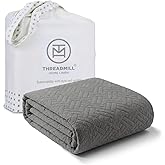 Threadmill Luxury Cotton Blankets for King Size Bed | All-Season Cozy 100% Cotton King Blanket | Criss Cross Jacquard Soft & Lightweight Coverlet fits California King Size Bed, 104x92 | Dark Grey