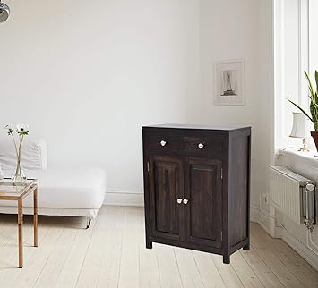 Timbertaste Sheesham Solid Wood Sara Dark Walnut Finish Shoe Rack