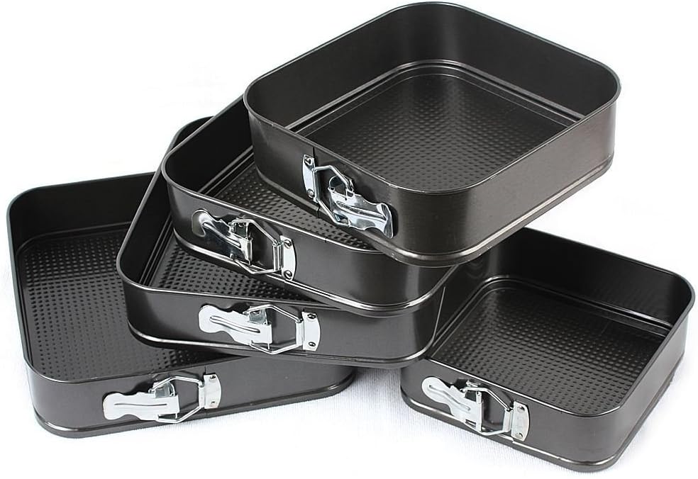 5 Pcs Square Nonstick Spring Form Cake Pan Bake Tray Tins Parties