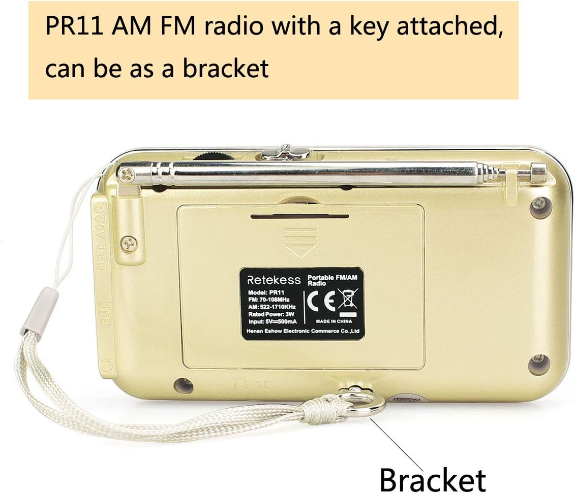 Retekess PR11 Portable Radio Rechargeable, Small FM AM Radio, with Emergency Flashlight, Support Automatic Storage - Image 5