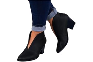 Womenyiaor Ankle Boots for Women, Women's Ankle Boots & Booties Fashion Ankle Booties Slip On Pointed Toe Chunky Stacked Mid Heel Booties Dressy Western Cowboy Boots Winter Shoes