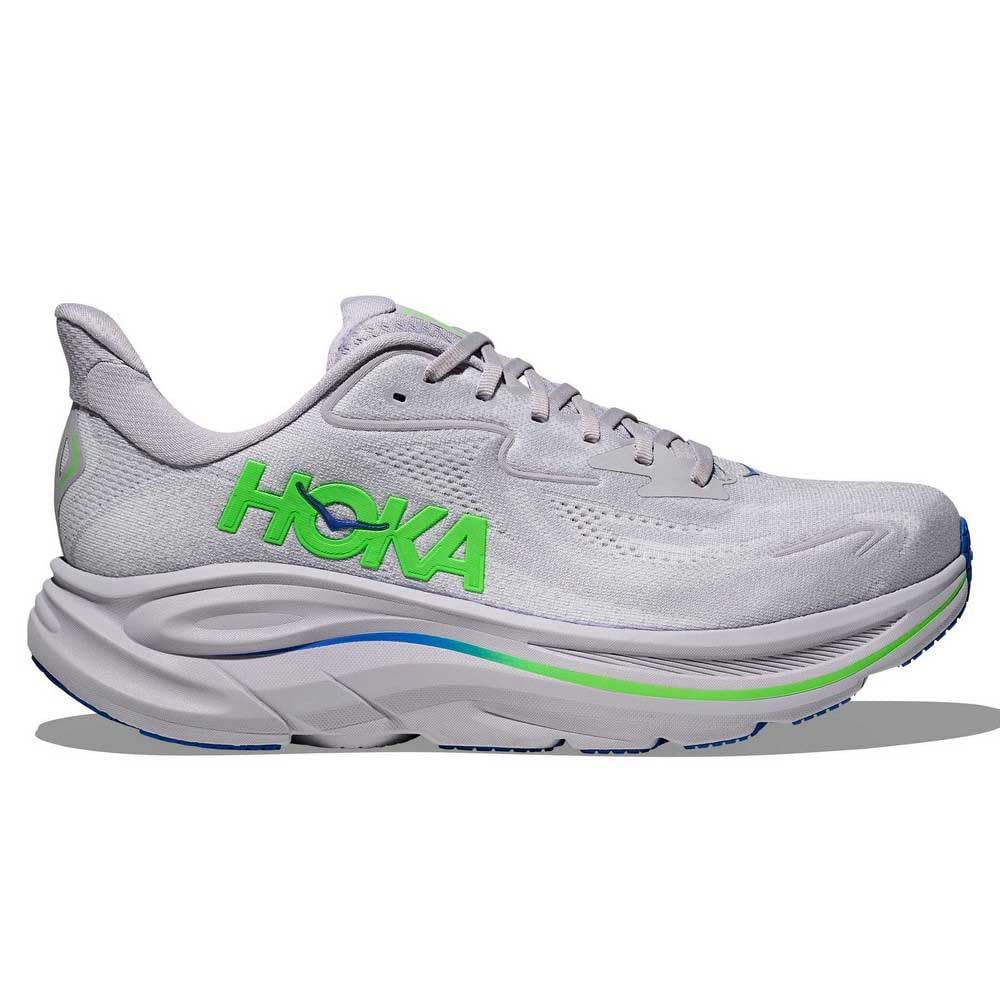 Hoka Men's Clifton 10 Ash Grey/Neon Green 12.5 Medium Image